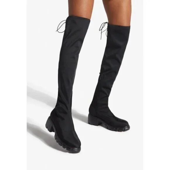 NIB Tall Black Block Heel Knee High Boots - Picture 4 of 6